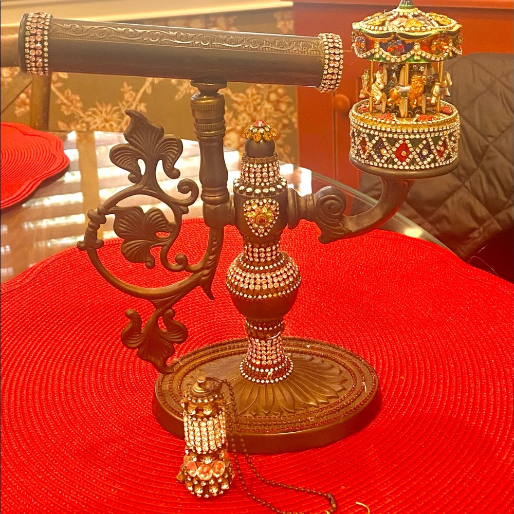 Crystal stone embellished musical cast iron kaleidoscope